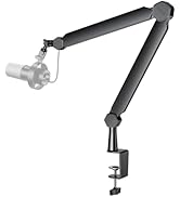 FIFINE Microphone Arm Stand-Heavy Duty Boom Arm, Suspension Scissor Adjustable Mic Stand with Des...