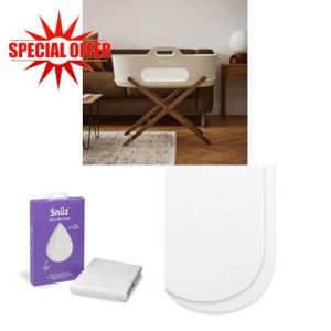 SnuzBaskit Moses Basket Bundle - Barley Moses Basket with Matress & Walnut Stand + Waterproof Mattress Protector + 2 Pack Fitted Sheets