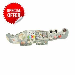 Sharplace Wooden Crocodile Activity Wall Busy Board Sensory Panel Interactive Learning Center Wall Furniture for Babies Play Room Decor