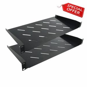 DYNAMODE CAB SHELF 19" Universal Vented Rack Mount Shelf Depth Network Data server Cabinet Equipment (Pack of 2)25cm deep Heavy Duty Steel Rack shelf - Weight Capacity 25kg - (CABSHELF-FE-250X2PCS)