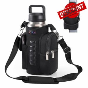 icolor Gym Magnetic Bag Water Bottle Carrier Holder with Strap & Phone Pockets