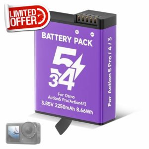 CITYORK 2250 mAh Replacement Battery for DJI Osmo Action 5 Pro/Osmo Action 4/ Action 3 Extreme Battery