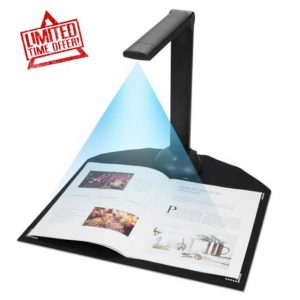 YIWEOG Document Camera Book Scanner A3 A4 Size with LED Fill Light HD 16 Mega-pixels High Speed Scanning Support Multi-Language OCR Software USB Port Compatible with Windows for ID Cards Passpo