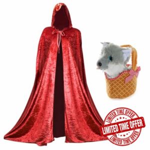 Ladies Red Riding Hood Accessory Set - Red Velour Cape