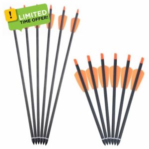 Poearcus Archery 7.5/15 Inch Pure Carbon Arrow Hunting Crossbow Arrows with 2 Inch Feather Crossbow Bolts for shooting