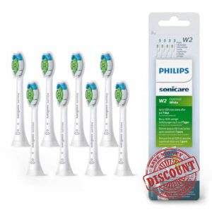 Philips Sonicare Original W2 Optimal White Standard Sonic Toothbrush Heads - 8 Pack in White (Model HX6068/12)