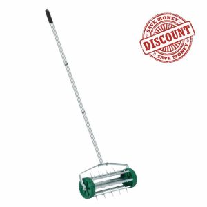 Crystals Lawn Aerator Roller – Garden Aerator Heavy Duty Metal Spikes - Rolling Lawn Aerator Tool with Adjustable Handle - Manual Garden Soil Aeration Tool with Non Slip Handle
