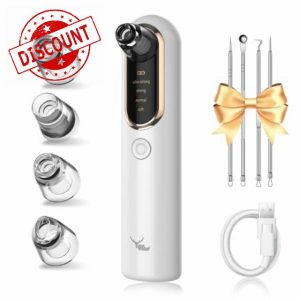 Yccu Blackhead Remover Vacuum 4 Suction Power Mode Blackhead Remover Tool Rechargeable Black Head Remover for Face with 4 Suction Heads Pore Vacuum Cleaner Acne Pimple Whitehead Extracto