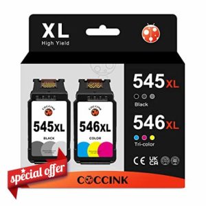 COCCINK PG-545 XL CL-546 XL Ink Cartridges Replacement for Canon TS3355 TS3350 TS3150 TS3351 TR4500 TR4550 TR4551 TR4650 TR4651 MG2550 for Canon 545XL 546XL Ink Cartridges Black and Colour High Yield