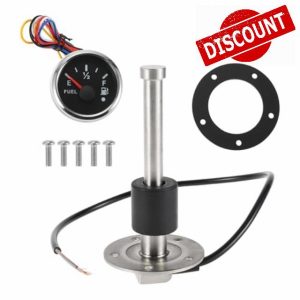 INFINAUTO Fuel Sending Unit and Gauge Kit 130mm Length Boat Fuel Sending Unit Marine Fuel Sender Unit Metal Black Silver Tone 240-33 Ohm