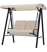 U-MAX 2 Seater Garden Swing Chair, Outdoor Hammock Bench with Adjustable Canopy Thick Padded, Ham...