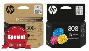 HP 308e (XL) Black & 308 Colour Original Ink Cartridges - Pack of 2