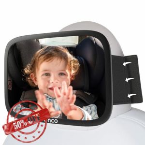 Onco Baby Car Mirror for Fixed Headrests - 100% Shatterproof & Shakeproof