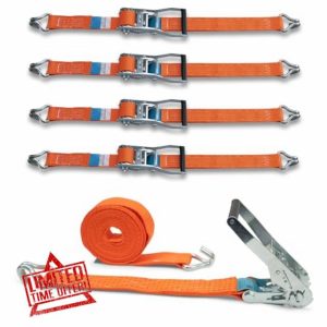 DoZurr 5000 Tie Down Straps with Sturdy Ratchet and Profile Hook