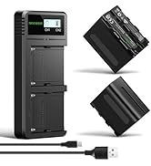 NEEWER NP-F970 2Pcs 7800mAh Replacement Batteries with LCD Fast Charger Dual USB, Compatible with...