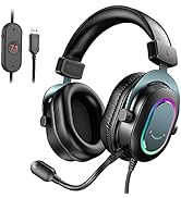 FIFINE Gaming USB Headset with 3.5mm Audio Jack, PC Over-Ear Headset with 7.1 Surround Sound, Det...