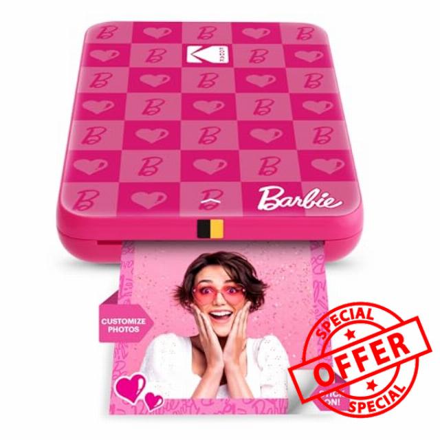 KODAK Barbie x Step Slim Wireless Instant Portable Photo Mobile Printer – Full Color Prints in Zink 2x3” Sticky-Backed Photos from iOS & Android Devices via Bluetooth in the App – Iconic Style