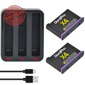 DuraPro 2Pcs Battery + 3-Slots Fast Charge Hub for Insta360 X4