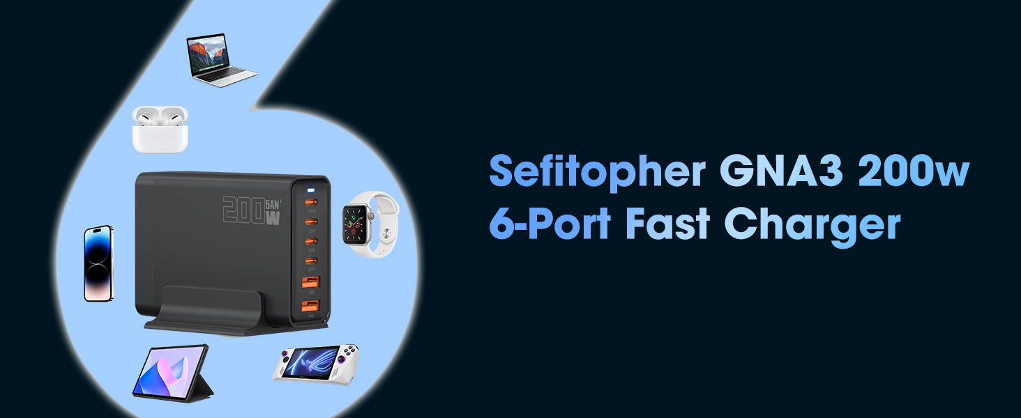 6-Port GaN Charging Stationn