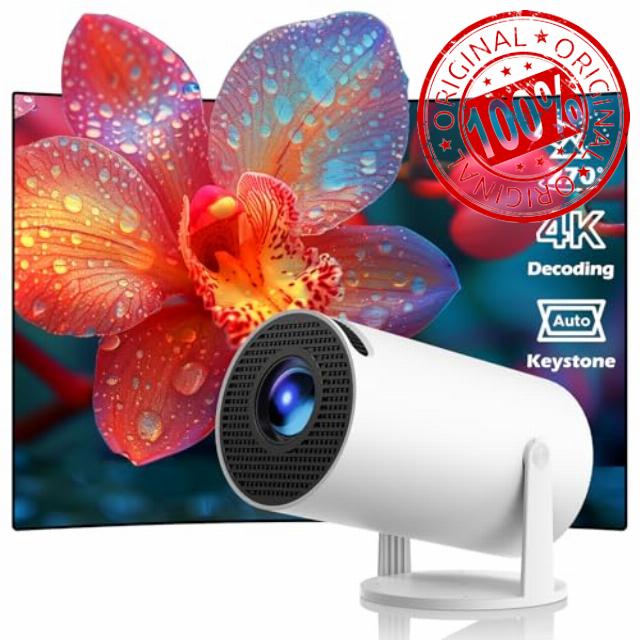 Mini Projector WiFi6 Bluetooth 5.0 Portable Projector Full HD 4K Support with Automatic Vertical Keystone Correction 270° Rotation Projector and Android 11.0 Smart Projecto