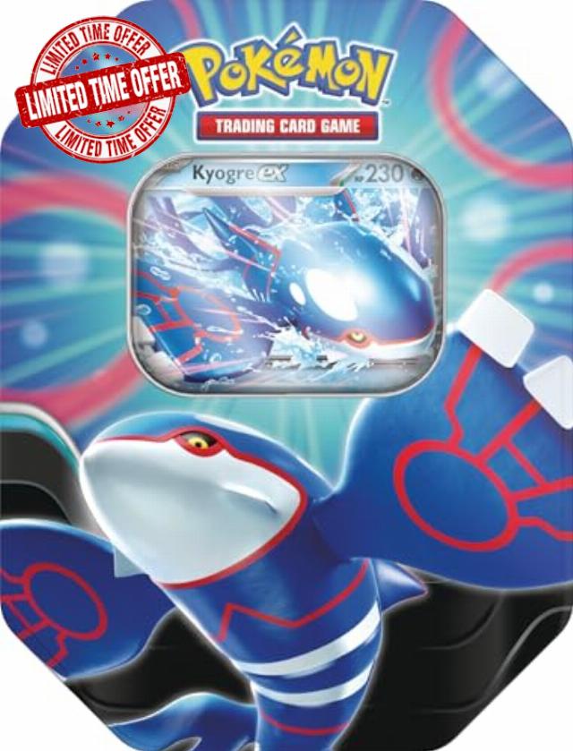 Pokémon TCG: Azure Legends Tin – Kyogre ex (4 Booster Packs & 1 Foil Promo Card)
