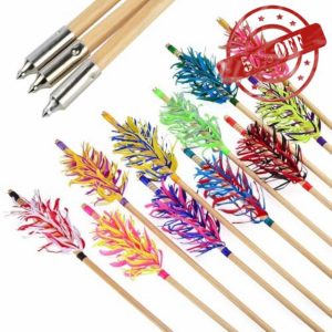 Poearcus Archery Flu-Flu Arrows 32 inch Traditional Wooden Arrows with Spiral Twist Wrap Feathers Hunting Targeting Arrows for Recurve Bow Traditional Bow