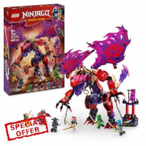 LEGO NINJAGO Thunderfang Dragon of Chaos Toy with 6 Ninja Warriors Minifigures - Good vs Evil Role Play Building Set for 8+ Year Old Boys & Girls - Gifts for Dragons Rising Show Fans - 71832
