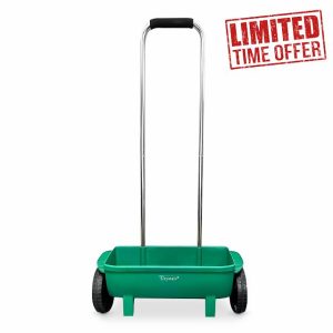 Crystals 12L Lawn & Grass Seed Spreader | Garden Fertiliser & Weed Spreader with Adjustable Settings | Large Wheel Grass Seed Spreader for Even Coverage | Perfect for Lawn Feed (12L Seeds Spreader)