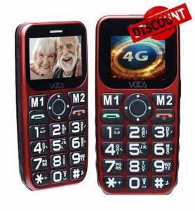 VOCA Big Button 4G Phone for Seniors Elderly | Unlocked 4G LTE | Amplified Volume | SOS Button | Speed Dial | Big Display Number | Big Button | Long Lasting | V141 (Red)