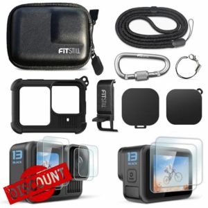 FitStill PU Mini Carrying Case Silicone Sleeve Rubber Protective Case for Go Pro Hero 13 Black
