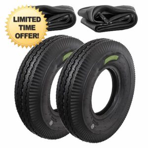 2 x 4.00-8 tyres + reinforced 6 PR pneumatic chambers for wheels trolleys