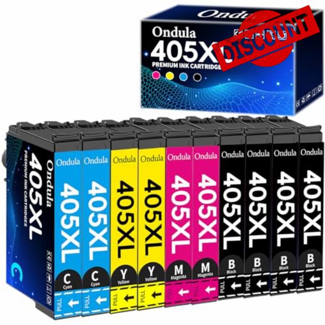 Ondula 405XL Ink Cartridges Multipack Compatible for Epson 405 XL Ink Cartridges for Workforce WF-3820 WF-4820 WF-7830 WF-4830 WF-7840 WF-3825 WF-4825 WF4820 WF3820 WF7310 WF7830 WF7840 (10-Pack)