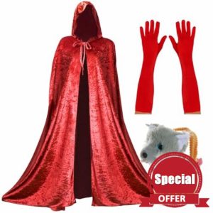 Ladies Red Riding Hood Accessory Set - Red Velour Cape