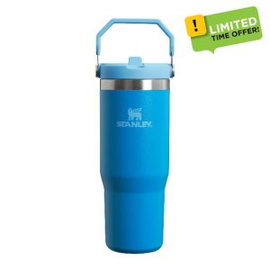 Stanley Iceflow Flip Straw Water Bottle With Straw 0.88L - Keeps Cold For 12+ Hours - Easy To Carry - Dishwasher Safe - Stainless Steel Thermal Flask - BPA-Free Travel Mug - Azure