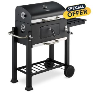 VonHaus Charcoal BBQ – Portable Barbecue with Warming Rack