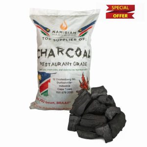Restaurant High-Grade BBQ Lumpwood Charcoal - 10 KG - Up to 25cm Large Pieces. Made from Namibian Hardwoods