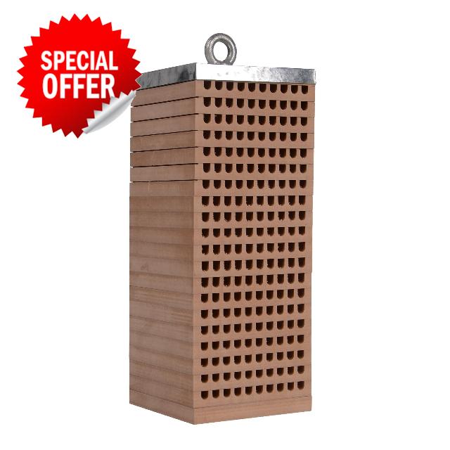 Wooden Bee Hotel with 200 Holes with Suspension and Zinc Roof