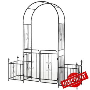 Outsunny Metal Garden Arbor Arch with Double Doors