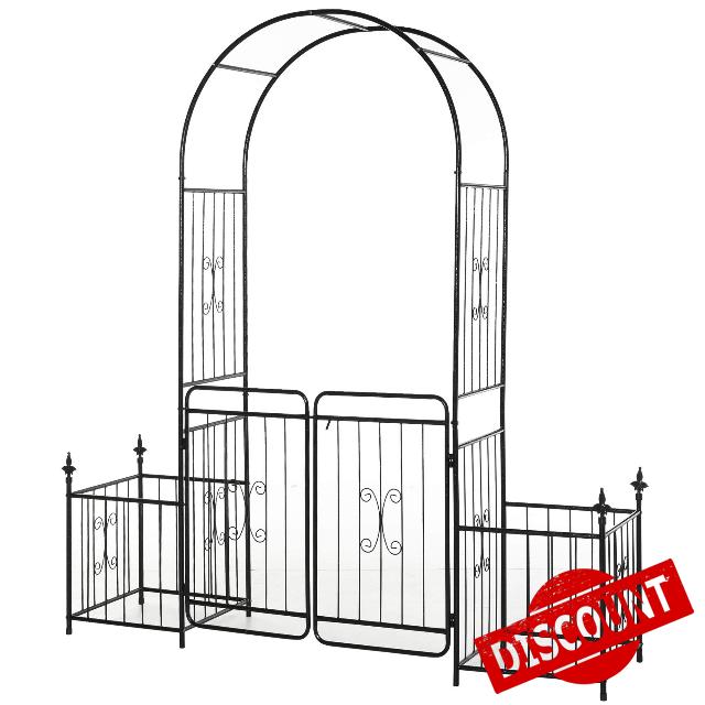 Outsunny Metal Garden Arbor Arch with Double Doors