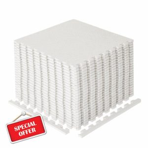 BiggaMats | EVA Foam Interlocking Floor Mats Baby 50x50cm | 14 mm Non-Slip Thick Kids Play Mats | White Waterproof Baby Foam Play Mat for Home