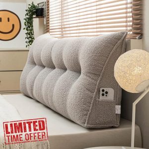 ROADDPMATE Triangular Headboard Wedge Pillow Back Support Pillow for Sitting up in Bed Backrest Headboard Cushion Daybed Pillow with Removable Cover (Gray