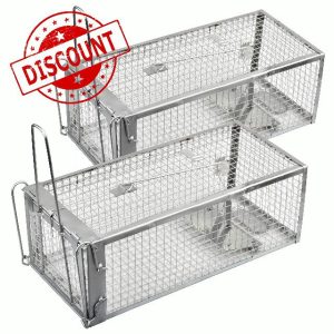 Anyhall 2-Pack Rat Traps Humane Live Mouse Cage Traps (Silver)