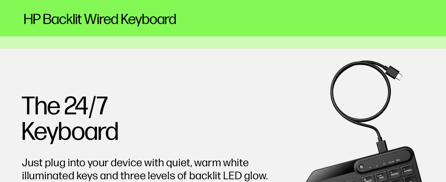HP 400 Backlit Wired Keyboard
