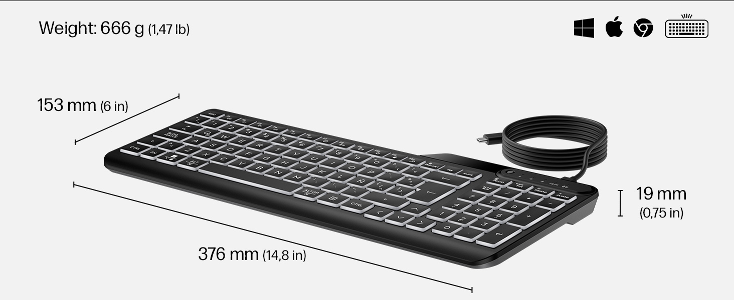 HP 400 Backlit Wired Keyboard
