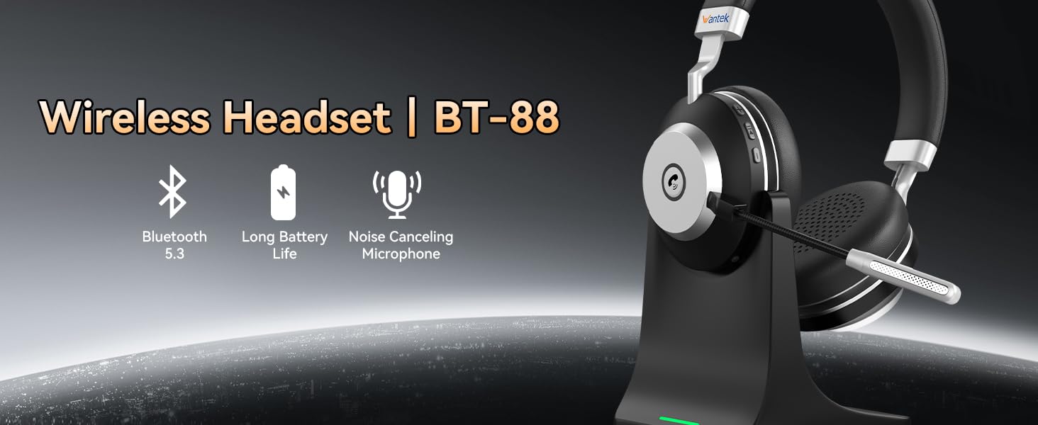 wireless headset microphone usb bluetooth AI Noise Cancelling with stand