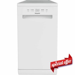 Hotpoint Freestanding Slimline Dishwasher - White Quick wash Adjustable baskets