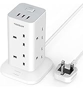 UK to European Plug Adapter, TESSAN Grounded Schuko European Plug Travel Adapter with 3 USB, Trav...
