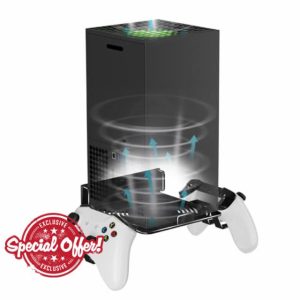 Bricok Aluminium Alloy Wall Mount for Xbox Series X Wall Mount Kit for Xbox Series X Accessories with 2 Controller Stand