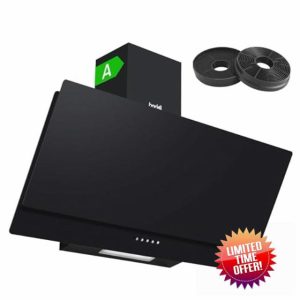 Baridi 90cm Angled Chimney Cooker Hood with Carbon Filters & LED Lamp