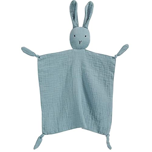 Organic Cotton Muslin Bunny Security Blanket Soft & Breathable Lovie Baby Gifts for Boys and Girls